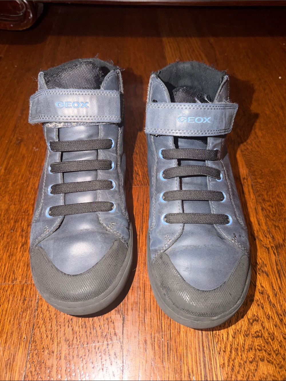 Geox Boys' Navy High-Top Sneakers with Hook-and-Loop Strap